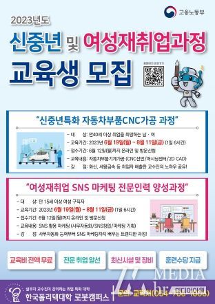 영천시 폴리텍 로봇캠퍼스, 2023년 재취업과정 교육생 모집